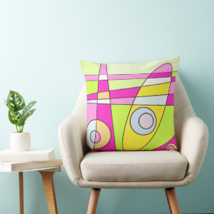 Abstract surfbaar, helder roze groen bubblegum kussen