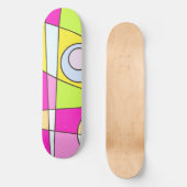 Abstract surfbaar, helder roze groen bubblegum skateboard (Voorkant)