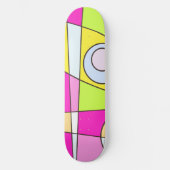 Abstract surfbaar, helder roze groen bubblegum skateboard (Voorkant)