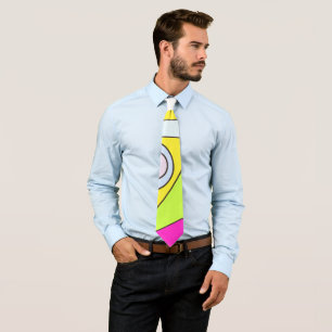Abstract surfbaar, helder roze groen bubblegum stropdas
