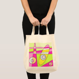 Abstract surfbaar, helder roze groen bubblegum tote bag