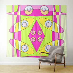 Abstract surfbaar, helder roze groen bubblegum wandkleed