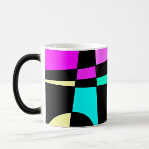 Abstract surfbaar Turquoise Hot Pink Yellow Black Magische Mok