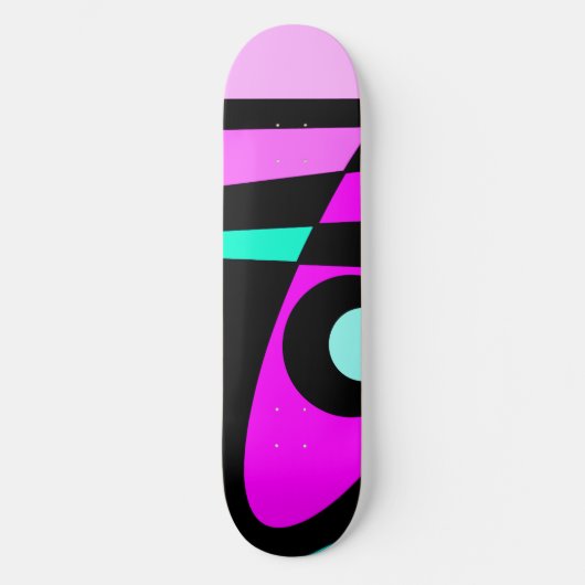 Abstract surfbaar Turquoise Hot Pink Yellow Black Skateboard (Voorkant)