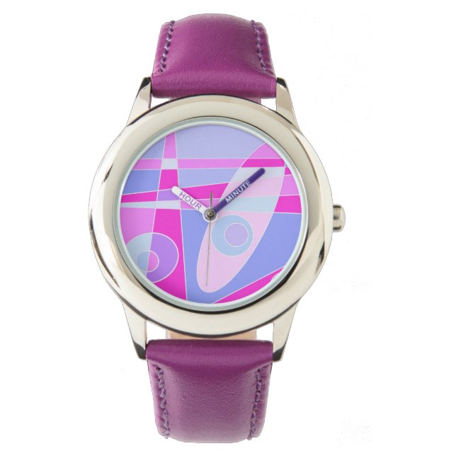 Abstract surfbaar warm roze Paars Horloge (Voorkant)