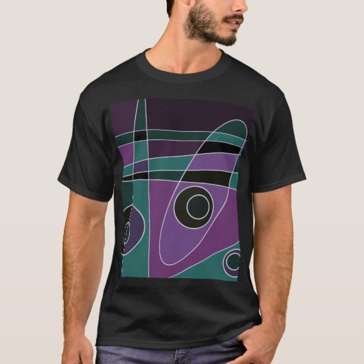Abstract Surfende Blauwgroen Paars T-shirt (Voorkant)