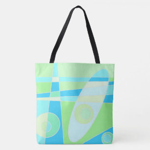 Abstract surfpasta blauw groen draagtas