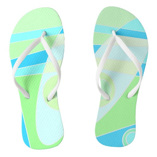 Abstract surfpasta blauw groen teenslippers (Voetbed)