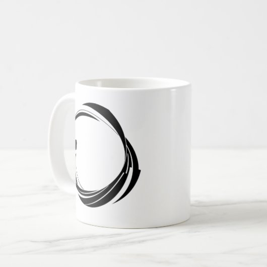 Abstract Swirl Circle Design – curved ring artwork Koffiemok (Voorkant links)