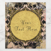 Abstract Swirl Roze Zwart & Goud Party Wijnlabels Wijn Etiket (Enkel label)