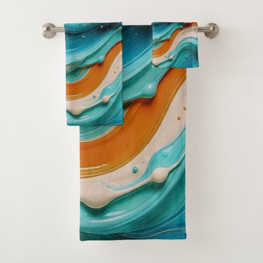 Abstract Swirling Teal and Orange Glossy Fluid (En situation)