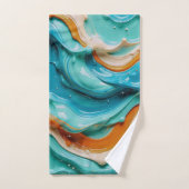Abstract Swirling Teal and Orange Glossy Fluid (Serviette à main)