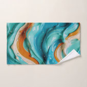 Abstract Swirling Teal and Orange Glossy Fluid (Serviette à main)