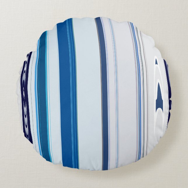Abstract Symphony in Blue 5 (Vertical Lines) Rond Kussen (Voorkant)