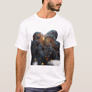Abstract T-shirt met gloeiende draadgaas grafische