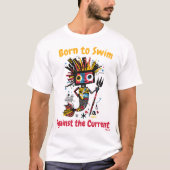 Abstract T-shirt met levendige zeemeerminprint (Voorkant)