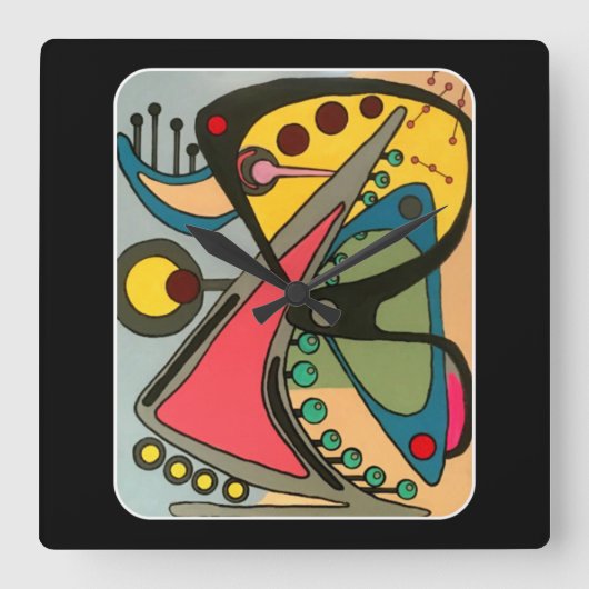 Abstract Talking Man uit de middeleeuwen schildere Vierkante Klok (Voorkant)