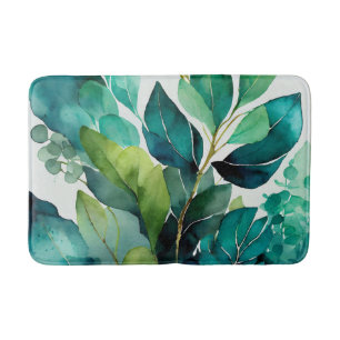 Abstract Teal, Groen, Smaragd, Botanisch Badmat