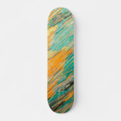Abstract Teal Orange Textured Skateboard Deck (Devant)