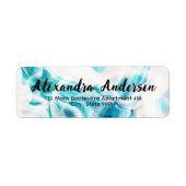 Abstract Teal Witte Vloeibare Verf Chic Script Lab Etiket (Voorkant)