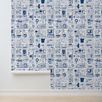 Abstract Tech Blueprint Doodle Pattern