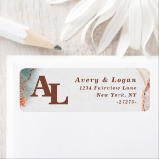 Abstract Terra Cotta Monogram Return-adres Etiket