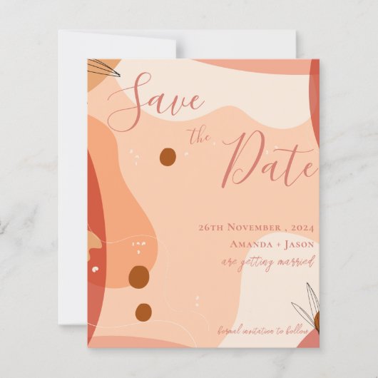 Abstract Terracotta Design Bruiloft Save the Date (Voorkant)
