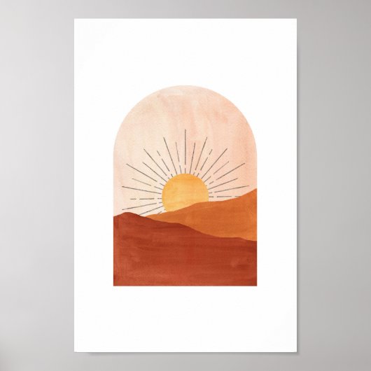 Abstract terracotta landschap, zon en woestijn poster (Voorkant)
