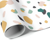 Abstract Terrazzo Green Oranje roze Black Pattern Cadeaupapier (Rol Hoek)