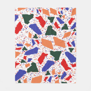 Abstract Terrazzo Handgetekend Kleurrijk Patroon Fleece Deken