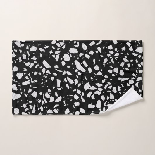 Abstract Terrazzo Mosaic Black en White Pattern Bad Handdoek (Handdoek)