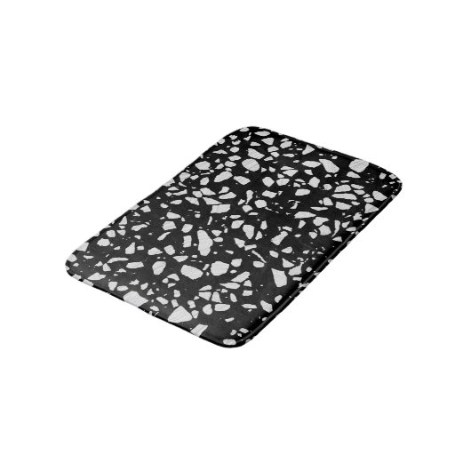 Abstract Terrazzo Mosaic Black en White Pattern Badmat (Gekanteld)