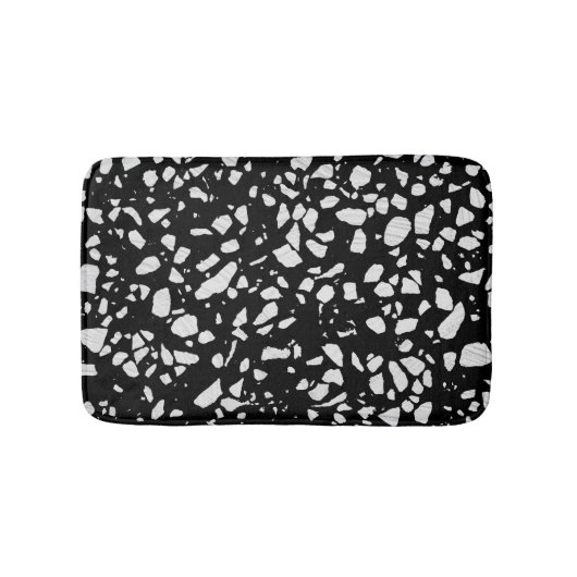 Abstract Terrazzo Mosaic Black en White Pattern Badmat (Voorkant)