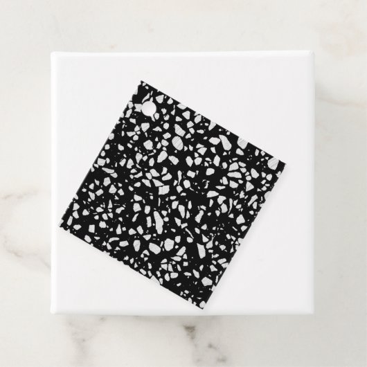 Abstract Terrazzo Mosaic Black en White Pattern Bedankjes Labels (In situ)