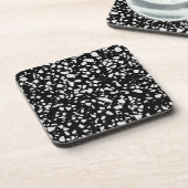 Abstract Terrazzo Mosaic Black en White Pattern Bier Onderzetter (Linkerzijde)