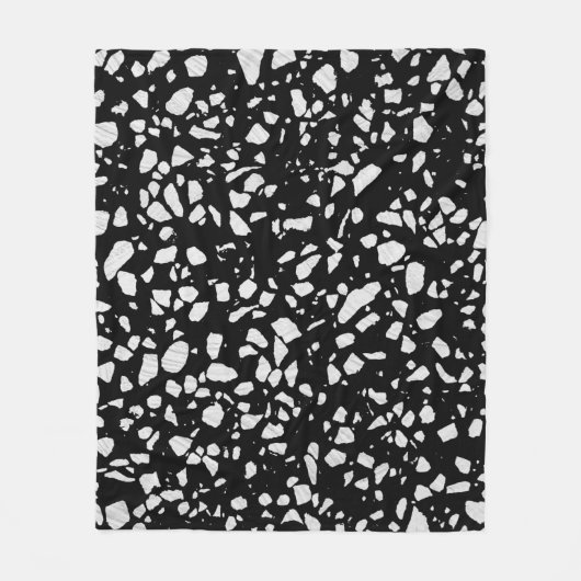 Abstract Terrazzo Mosaic Black en White Pattern Fleece Deken (Voorkant)