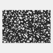 Abstract Terrazzo Mosaic Black en White Pattern Inpakpapier Vel (Voorkant 3)