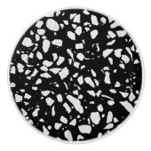 Abstract Terrazzo Mosaic Black en White Pattern Keramische Knop (Voorkant)