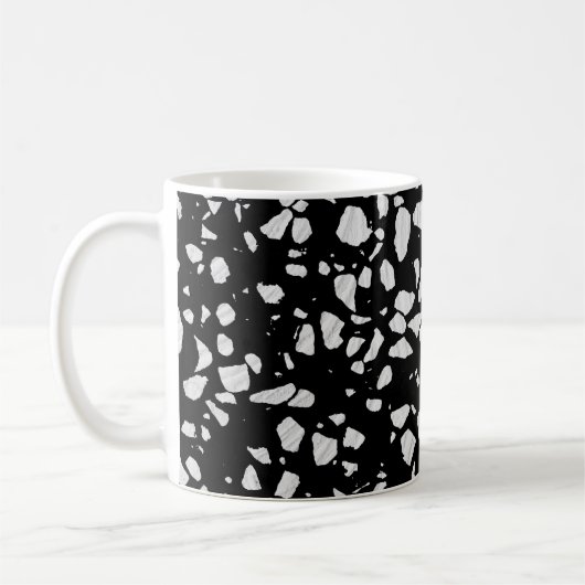 Abstract Terrazzo Mosaic Black en White Pattern Koffiemok (Links)