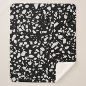 Abstract Terrazzo Mosaic Black en White Pattern Sherpa Deken (Voorkant)