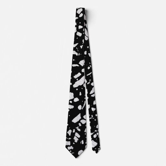 Abstract Terrazzo Mosaic Black en White Pattern Stropdas (Voorkant)