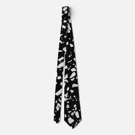 Abstract Terrazzo Mosaic Black en White Pattern Stropdas (Achterkant)