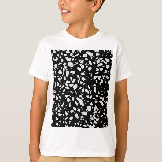Abstract Terrazzo Mosaic Black en White Pattern T-shirt (Voorkant)