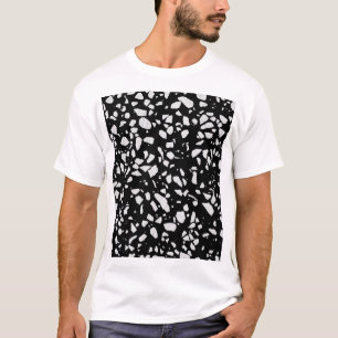 Abstract Terrazzo Mosaic Black en White Pattern T-shirt