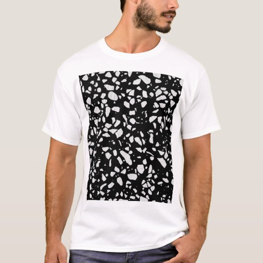 Abstract Terrazzo Mosaic Black en White Pattern T-shirt (Voorkant)