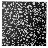 Abstract Terrazzo Mosaic Black en White Pattern Tegeltje (Voorkant)