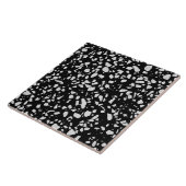 Abstract Terrazzo Mosaic Black en White Pattern Tegeltje (Zijkant)