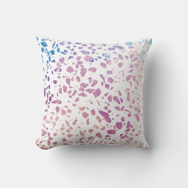 Abstract Terrazzo Mosaic Pink & Blue Pattern Kussen (Voorkant)