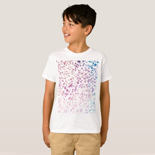 Abstract Terrazzo Mosaic Pink & Blue Pattern T-shirt (Voorkant volledig)
