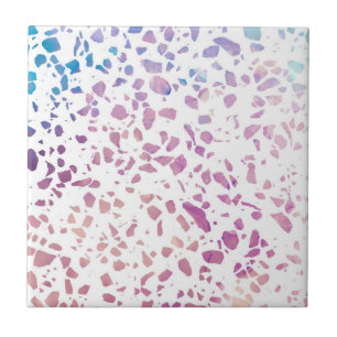Abstract Terrazzo Mosaic Pink & Blue Pattern Tegeltje